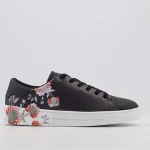 TED BAKER Aariah Floral Black Leather Sneakers Size 9.5